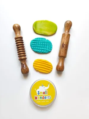 Sensory Play Tools Rolling Pin Set of 2 Plain Textured - Wonderrdough Creative Play Set