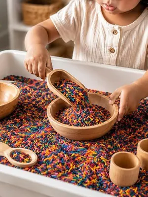 Sensory Play Kit for Kids - 500g, Rainbow, Rice Sensory Kit
