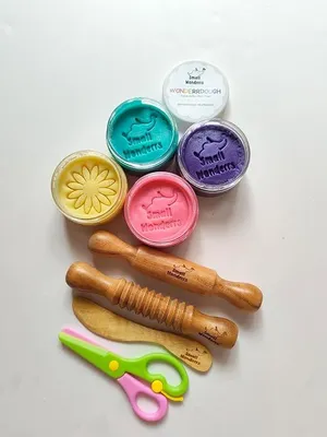 Wonderrdough Play Kit for Kids 13 Piece Set by Small Wonderrs, Montessori Sensory Play Dough Kit for Toddlers 1-5 Years, Creative Clay Tools for Modelling, Fun Mix Art & Craft Activity