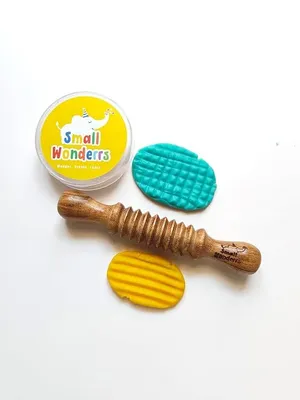 Patterned Wooden Rolling Pin for Kids – 7 Inch Textured Dough Roller for Playdough & Clay, Art & Craft Tool, Sensory Play, DIY Activity & Montessori Learning Toys