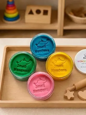 Wonderrdough Play Kit for Kids (13-Piece Set) by Small Wonderrs - 50g, Pastel, Pastel