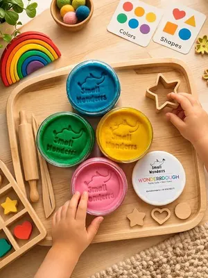 Wonderrdough Natural Clay Dough for Kids (4 Colors/50g Each) - Bright - 4 Colours, 50g, Fun Mix