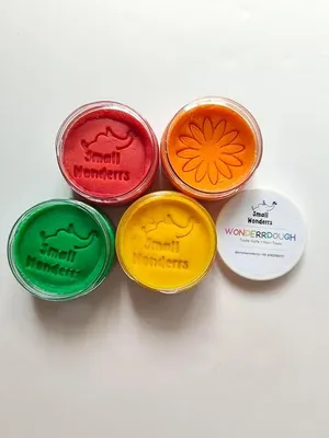 Wonderrdough Natural Clay Dough for Kids (4 Colors/100g Each) - Bright - 4 Colours, 100g, Pop Mix