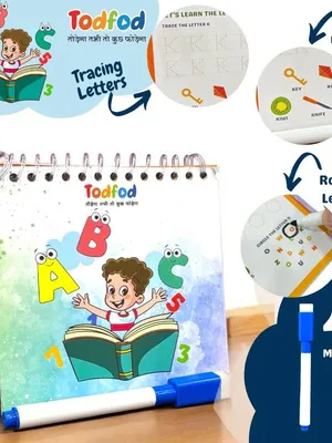 Todfod Rewritable Alphabet Handwriting Practice Book – Preschool Tracing Stationery with Erasable Pen for Early Learning