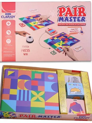 Doms Clapsjoy Pair Master Pattern Matching Board Game for Kids 3+ Years | Shape & Color Matching Game with Bell | Pattern Recognition, Focus & Concentration Game | 2 Player Family Game