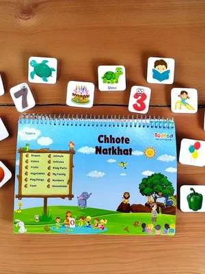 Todfod Chhote Natkhat Early Learning Board Book – Interactive Velcro Learning Book for Toddlers | Preschool Learning Book for Kids | Educational Shapes, Colors, Numbers, Animals, Fruits & Vehicles |