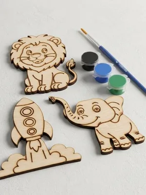 Todfod DIY Painting Animal & Rocket Fridge Magnet Kit – Wooden Craft Coloring Set with Paints & Brush for Kids