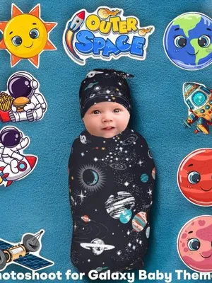Todfod Galaxy Baby Photo Props – 20+ Pieces Space & Planet Themed Photo Booth Cards for Newborns & Kids Photoshoots
