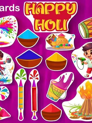 Todfod Holi Photo Booth Props Set (15 Pieces) | Happy Holi Theme Photo Booth Props for Baby Photoshoot, Kids Party & Festival Celebration Decorations