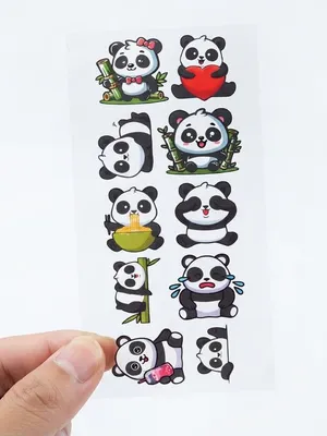 TodFod Panda DTF Heat Transfer Sticker Sheet, 11 x 4 Inch – Cute Panda Cartoon Iron-On Transfers for T-Shirts, Hoodies & Bags