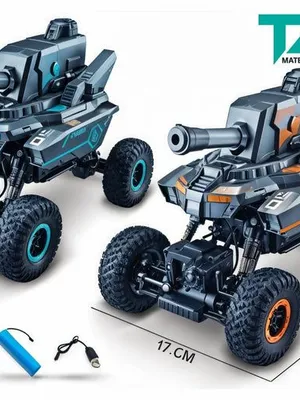 TodFod Remote Control Battle Tank Car All Terrain RC Combat Vehicle with 360° Rotating Movement, LED Lights, Durable Off-Road Wheels, Rechargeable Battery, Grey RC Tank for Kids