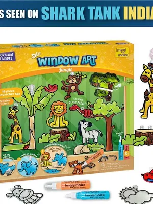 Todfod Imagimake Window Art Jungle Glass Painting Kit – DIY Craft & Art Set for Kids | Creative STEM Activity, Birthday Gift for Girls & Boys Ages 5+