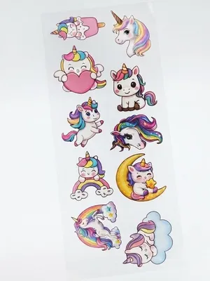 TodFod Unicorn DTF Heat Transfer Sticker Sheet, 11 x 4 Inch – Cute Unicorn Iron-On Transfers for T-Shirts, Hoodies & Kids Clothing