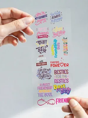 TodFod Friendship Quotes DTF Heat Transfer Sticker Sheet, 11 x 4 Inch – Cute Quote Iron-On Transfers for T-Shirts, Hoodies & Bags