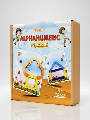 TodFod Alphanumeric Wooden Puzzle | 28 Pcs Letters, Numbers & Shapes Board | Montessori Learning Toy for Toddlers Ages 2-5 | Safe & Non-Toxic Wood