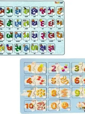 Todfod Wooden Jigsaw Puzzles Gujarati Kakko & English Numbers Characters For Kids