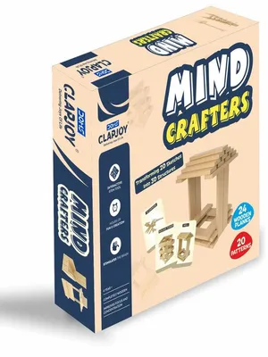 Doms Clapsjoy Mind Crafters Wooden Building Blocks for Kids | 24 Wooden Planks with 20 Patterns | 3D Construction STEM Learning Toy | Creative Building & Problem Solving Game | Kids Age 4+