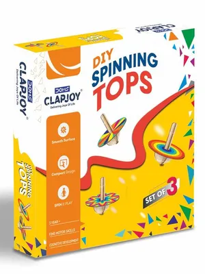 DIY Spinning Tops Set of 3 for Kids | Wooden Spinning Top Toy for Boys & Girls | Colorful Spin & Play Toy | Fine Motor Skills & Cognitive Development Activity | Creative Educational Toy | Age 3+