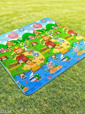 Todfod Double-Sided Kids Play Mat, Waterproof Educational Baby Crawling Mat, Large Size, Cartoon Design