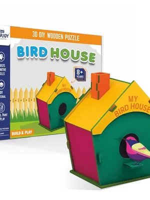 3D DIY Wooden Bird House Making Kit for Kids 8+ Years | Build Paint & Play Bird House Craft Kit with Pre-Cut Wooden Pieces, 6 Colours, Brush & Manual