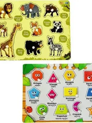 Todfod Wooden Jigsaw Puzzles Wild Animal Shapes Characters for Kids