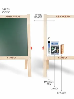 Wooden Easel Board for Kids | 2-in-1 Double-Sided Blackboard & Whiteboard | Drawing, Writing & Learning Board with Chalk, Marker & Duster | Portable Kids Study Board