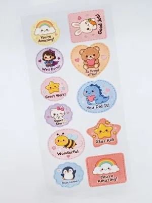 TodFod Rewards DTF Heat Transfer Sticker Sheet, 11 x 4 Inch – Cute Motivational Iron-On Transfers for Kids T-Shirts, Hoodies & Bags