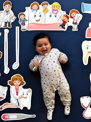 Todfod Dentist Theme Photo Booth Props (22 Pieces) | Dental Photo Booth Props for Baby Photoshoot, Kids Birthday Party & School Health Events
