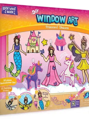 Imagimake Window Art | Princess 16 Pieces Glass Painting Set | Princess, Mermaid, Unicorn Designs - Craft Kit for Girls 5 Years & Above | Multicolor