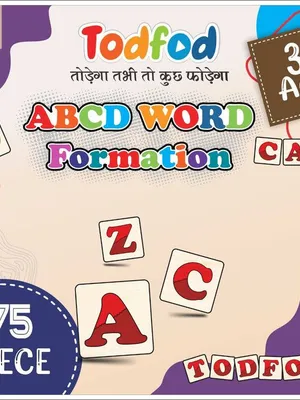 Todfod Wooden ABCD Word Formation Toy for Kids & Children 75 Pieces Block, English Alphabets with Knob, Early Education Word Making Educational and Preschool Learning Boards