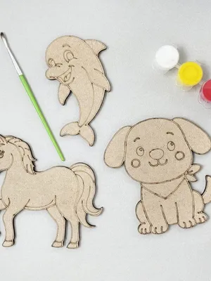 Todfod DIY Painting Animal Fridge Magnet Kit – Wooden Dolphin, Pony & Dog Craft Set with Paints & Brush for Kids