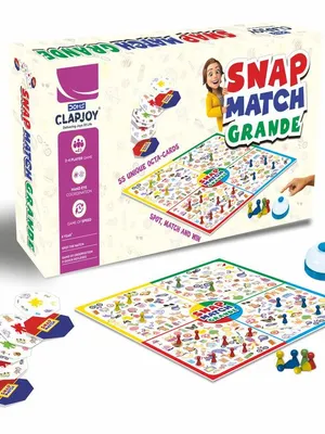 Snap Match Grande Fast-Paced Board Game for Kids & Family | 55 Octa-Cards, Game Board, Pawns & Call Bell | Speed, Pattern Recognition & Observation Skill Game (Ages 4+)