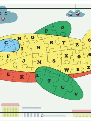 Todfod Plane Shaped Wooden Jigsaw Puzzle Toy English Consonants Multicolor | 36 Pieces