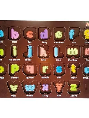 Todfod Wooden English Alphabets Puzzle with Mix Puzzle Toy for Kids & Children Alphabets Numbers & Shapes with Knob Educational and Pre-School Learning Boards Kids Toy (ABCD 4 in 1 & Shapes)