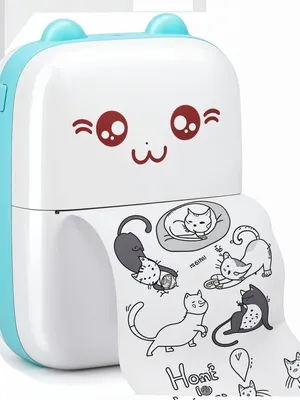 Todfod Mini Thermal Printer with Cute Cat Design – Portable Printer for Kids
