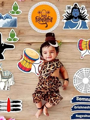 Todfod Shivratri Baby Photography Props Kit (25 Pieces) | Maha Shivratri Theme Photo Booth Props for Baby Photoshoot, Festival Celebration & Religious Events