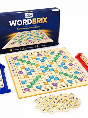 Clapjoy Wordbrix Word Building Board Game for Kids Ages 6-12 | 3-in-1 English Learning Game | Spelling, Vocabulary & Sentence Making | 100 Letter Tiles | 2-6 Players