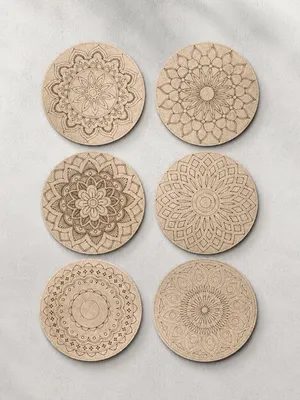 TodFod Mandala DIY Coaster Set of 6 – Wooden Round Paint-Your-Own Mandala Art Kit for Home Decor