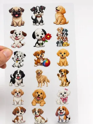 TodFod Cute Dogs DTF Heat Transfer Sticker Sheet, 11 x 4 Inch – Adorable Dog Cartoon Iron-On Transfers for T-Shirts, Hoodies & Bags