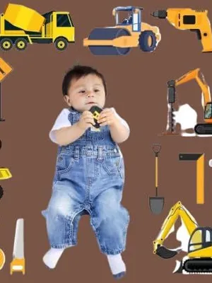 Todfod Construction Digital Backdrops (30+ Props) | Builder Theme Digital Backdrops for Baby Photoshoot, Kids Photography & Editing