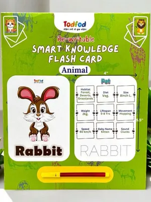 Todfod Re‑Writable Smart Flash Cards for Kids | Alphabet & Animal Learning Cards | Educational Early Learning Toy