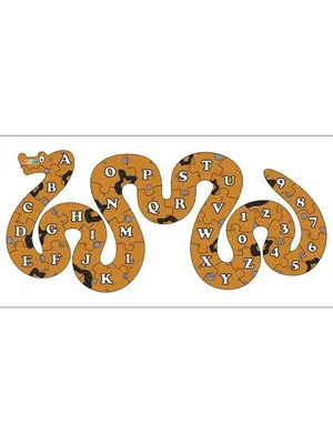 Todfod English Alphabets Wooden Jigsaw Puzzle Toy for Kids & Children, Animal Snake Shaped Puzzle Educational & Learning Toy | Multicolour 36 pcs. (Animal Snake English)