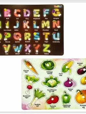 Todfod Wooden Jigsaw Puzzles | ABCD 4-1 Vegetable Characters