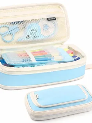 Big Capacity Pencil Cases 4 Compartment Pencil Pouch Aesthetic Large for Girls Women, Portable Pencil case with Handle, Stationery Organizer Pen Bag with Zipper for College School Office - 3 Layer