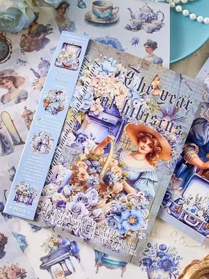 ZqiueThe Year of Hibiscus Nostalgic Dreams Retro Romance Decorative Sticker Book – Vintage Aesthetic Scrapbook Stickers for Journaling, Planners, DIY Crafts & Phone Decoration