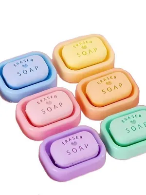 5 Pcs Cartoon Shaped Cute Erasers Push Pull Design Retractable Erasers Pastel Aesthetic Pencil Eraser Cute Rubber for Kids Students School Office Stationery (Soap Eraser (Pack of 2pcs))