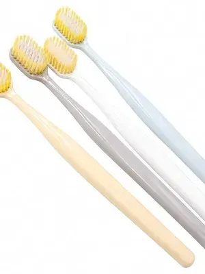 T-Brite × Helios Soft Toothbrush Set, Fluffy Cloud-Like Bristles, Wide 65-Hole Brush Head, Gentle for Sensitive Gums, Flat-Tipped Bristles for Comfort, Deep Cleaning 4-Pack - Tb 1107 4(hs)