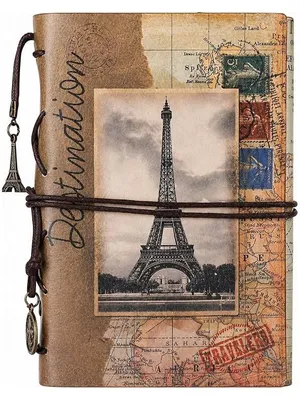 Paris Tower Leather Journal, Refillable Travel Notebook - Paris Diary