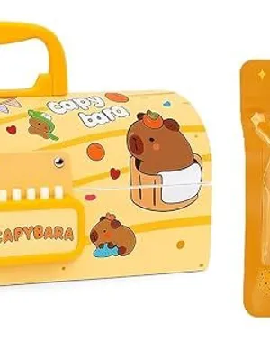 Capybara Pencil Box Set with Eraser, Lockable School Case