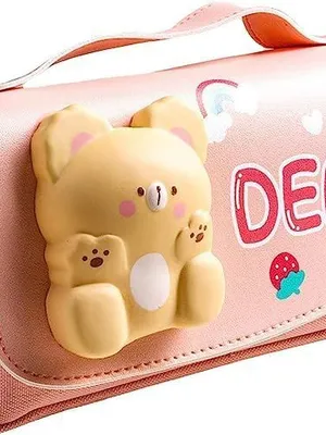 Plastic Dear Style Pencil Pouch for Girls & Boys,Big Pencil Case for Kids,Zipper Pencil Kit Stationary Storage Box for Children,Stationery Organizer Pen Box for Students-Multicolor